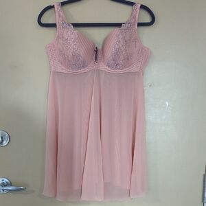 Ashley Graham Pink Lace Chemise Addition Elle 1X